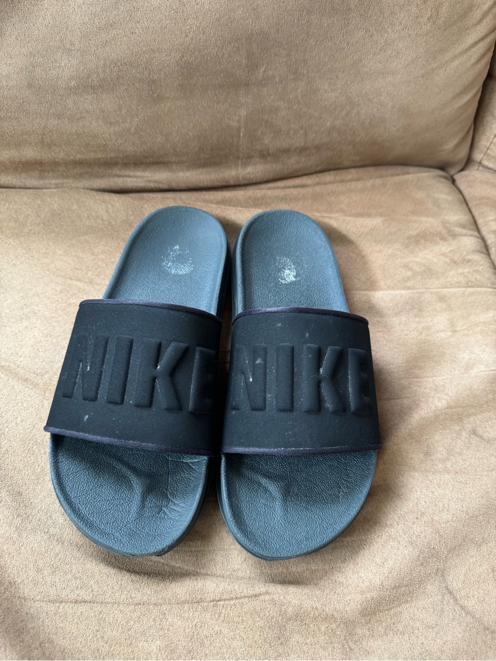 Nike Black Embossed Strap Slide Sandals
